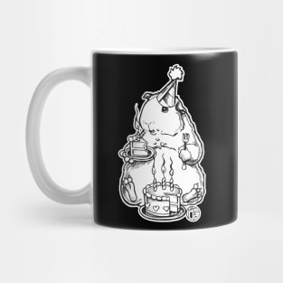 Happy Guinea Pig And Birthday Cake - White Outlined Version Mug